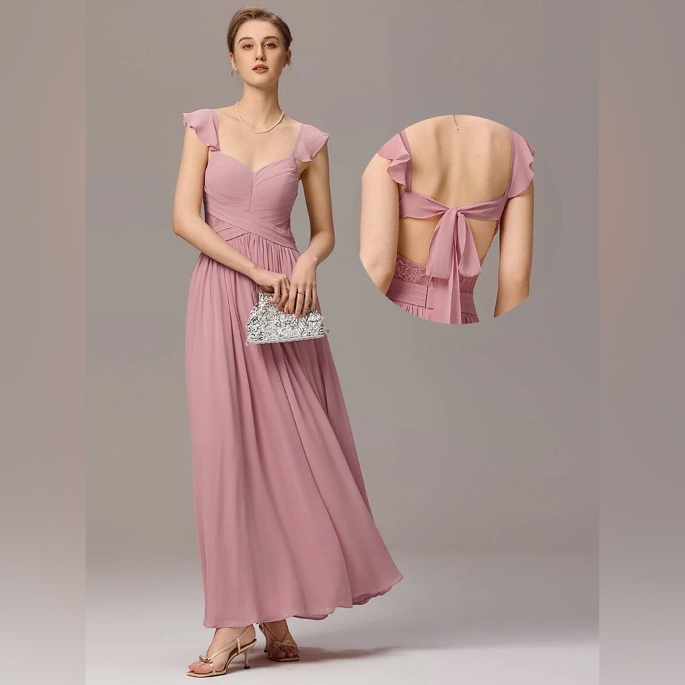 Ever Pretty Dusty Rose Chiffon Off-Shoulder Maxi Dress